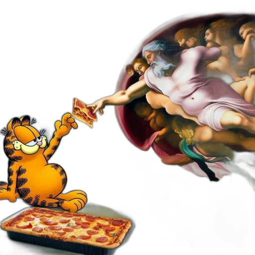 food, concept art, 3d render, fire, humorous, take, michelangelo, creation transparent PNG cut-out