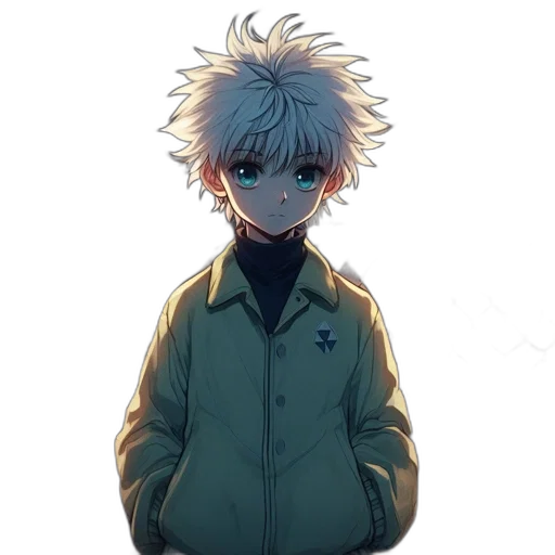 jacket, creature, face, staff, anime, concept art, pixel art, cartoon transparent PNG cut-out