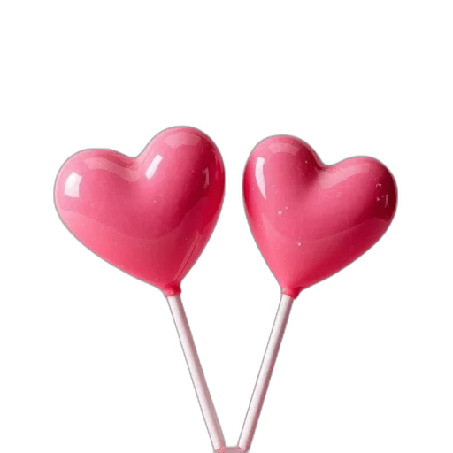 jewelry, 3d render, two, pink, heart, chocolate, lollipops, stick transparent PNG cut-out