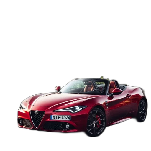 car, 3d render, photorealistic, red, convertible, stands, road, amidst transparent PNG cut-out