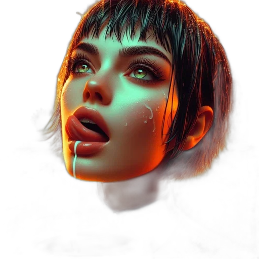 face, mask, robot, creature, photorealistic, fantasy art, cyberpunk, 3d render transparent PNG cut-out