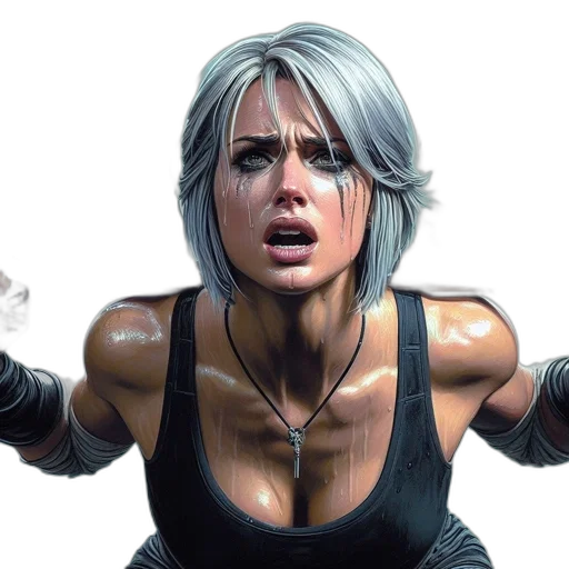 face, cyberpunk, concept art, comic book art, photorealistic, determined, woman, black transparent PNG cut-out
