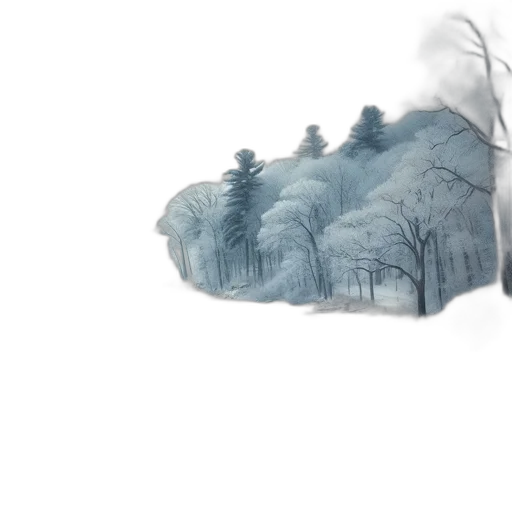 tree, watercolor, concept art, photorealistic, fantasy art, fog, snow, forest transparent PNG cut-out