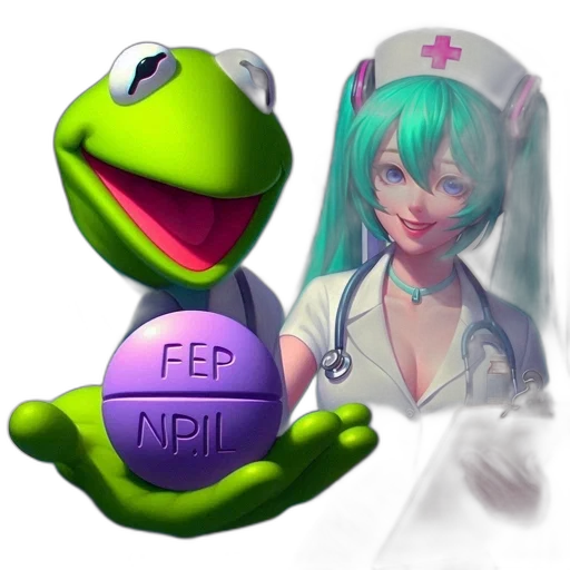 3d render, concept art, pixel art, fantasy art, green, frog, dressed, doctor transparent PNG cut-out