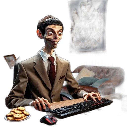 staff, concept art, 3d render, fantasy art, pixel art, caricatured, figure, sits transparent PNG cut-out