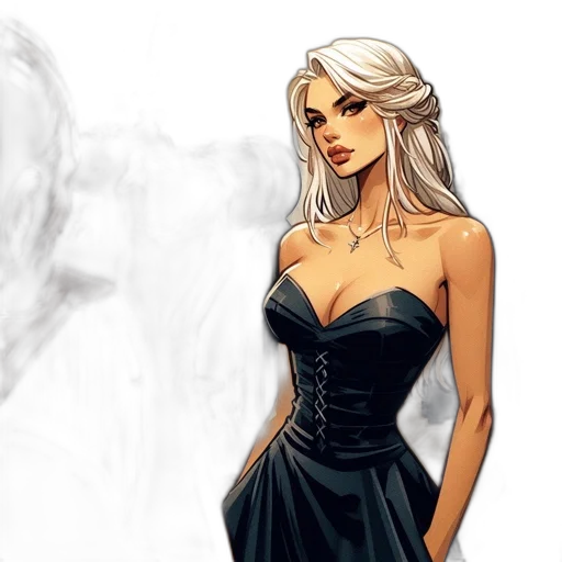 dress, fantasy art, concept art, comic book art, pixel art, fire, dark, monochrome transparent PNG cut-out