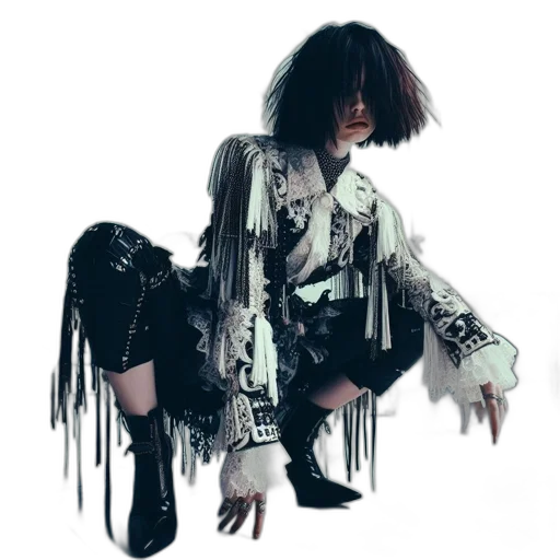 jacket, hair, cyberpunk, concept art, photorealistic, monochrome, dark, individual transparent PNG cut-out