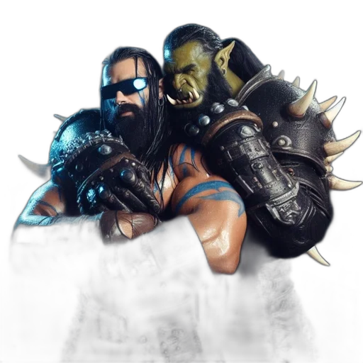 fantasy art, concept art, pixel art, comic book art, two, characters, man, tribal transparent PNG cut-out