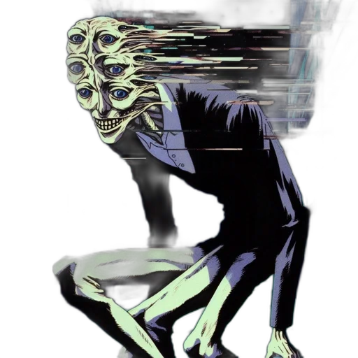 mask, creature, robot, face, concept art, comic book art, vaporwave, anime transparent PNG cut-out