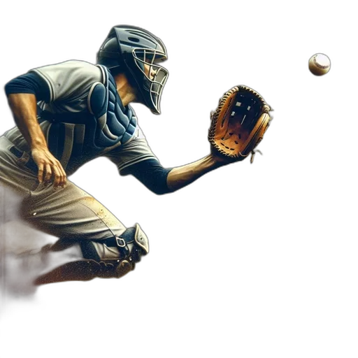 weapon, concept art, photorealistic, 3d render, fantasy art, baseball, catcher, protected transparent PNG cut-out