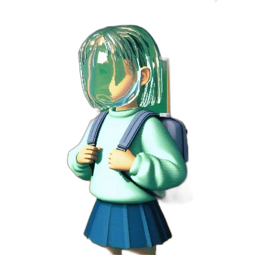 mask, robot, jacket, creature, 3d render, concept art, vaporwave, pixel art transparent PNG cut-out