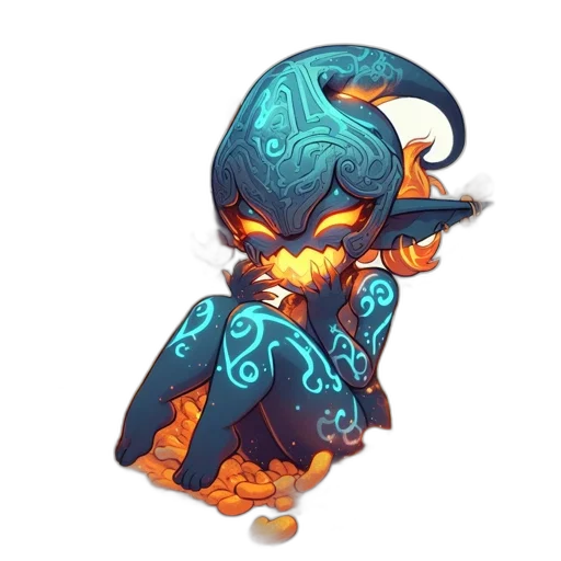staff, dragon, concept art, fantasy art, pixel art, dark, golden, blue transparent PNG cut-out