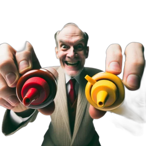 staff, individual, suit, smiles, widely, while, presenting, two transparent PNG cut-out
