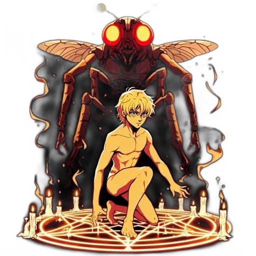 pixel art, concept art, comic book art, fantasy art, fire, young, man, blond transparent PNG cut-out