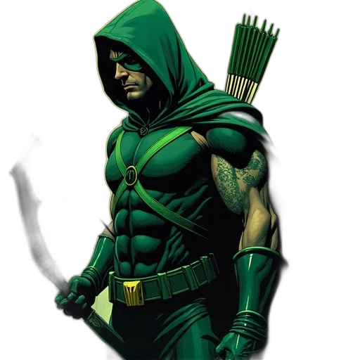 comic book art, concept art, green, arrow transparent PNG cut-out