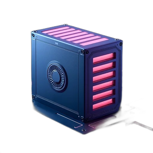 robot, weapon, furniture, 3d render, vaporwave, concept art, cyberpunk, neon transparent PNG cut-out