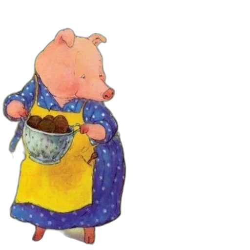 dress, food, concept art, whimsical, illustration, pig, kitchen, text transparent PNG cut-out