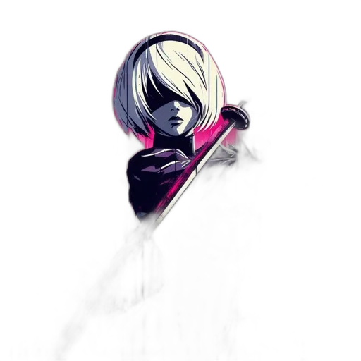 jacket, mask, weapon, face, concept art, pixel art, anime, cyberpunk transparent PNG cut-out
