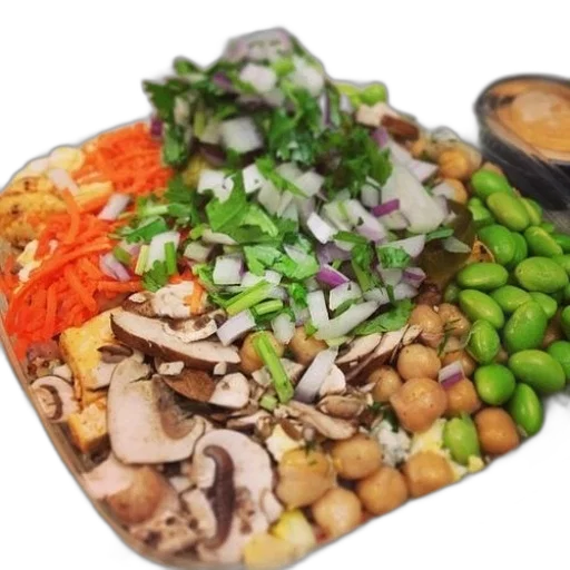 food, salad, mushrooms, chickpeas transparent PNG cut-out
