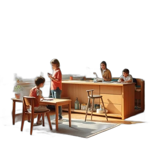 furniture, staff, 3d render, photorealistic, concept art, snow, children, club transparent PNG cut-out