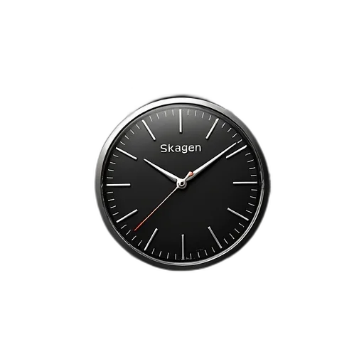 3d render, analog, wrist, watch, skagen, black, leather, band transparent PNG cut-out