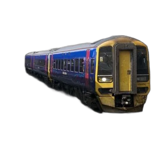 weapon, car, 3d render, photorealistic, concept art, blue, yellow, train transparent PNG cut-out