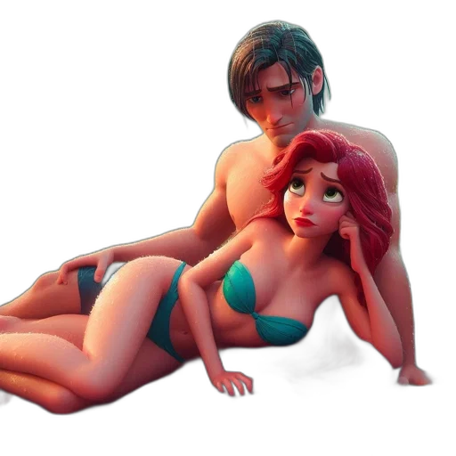 3d render, concept art, fantasy art, cartoon, underwater, beach, fire, snow transparent PNG cut-out
