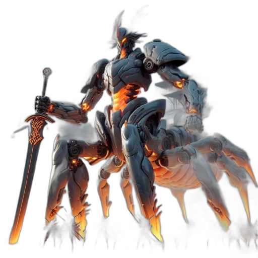 dragon, sword, weapon, robot, concept art, fantasy art, 3d render, pixel art transparent PNG cut-out