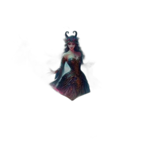 crown, dress, dragon, creature, fantasy art, pixel art, concept art, 3d render transparent PNG cut-out