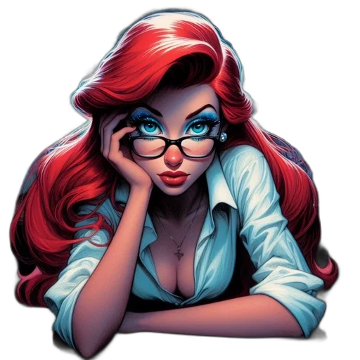comic book art, cartoon, concept art, fantasy art, woman, vibrant, red, hair transparent PNG cut-out