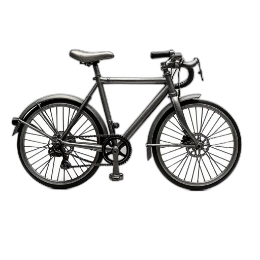 3d render, photorealistic, detailed, silver, bicycle, intricate, gears, chain transparent PNG cut-out