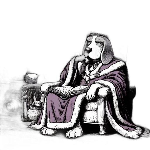 crown, animal, robot, comic book art, concept art, fantasy art, cartoon, monochrome transparent PNG cut-out