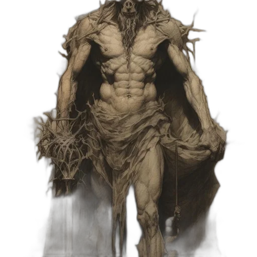 creature, mask, concept art, fantasy art, comic book art, photorealistic, earth tones, dark transparent PNG cut-out