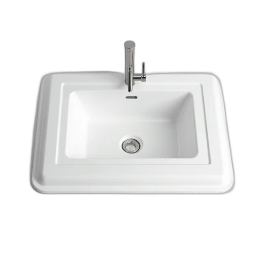 furniture, 3d render, photorealistic, white, sink, drain, board, top transparent PNG cut-out