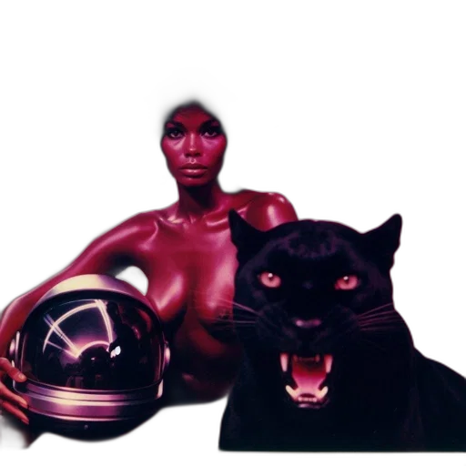 mask, jewelry, animal, creature, concept art, 3d render, vaporwave, afro-haired transparent PNG cut-out