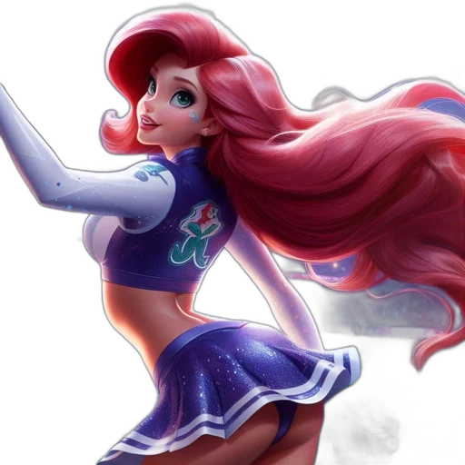 dress, hair, concept art, fantasy art, 3d render, cartoon, animated, cheerleader transparent PNG cut-out