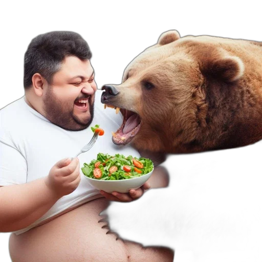 food, animal, creature, photorealistic, concept art, 3d render, man, white transparent PNG cut-out