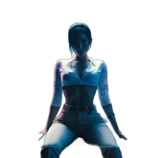 jacket, robot, dress, mask, cyberpunk, concept art, 3d render, vaporwave transparent PNG cut-out