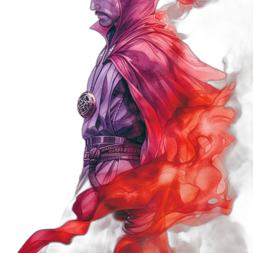 mask, jacket, dragon, face, concept art, comic book art, fantasy art, watercolor transparent PNG cut-out