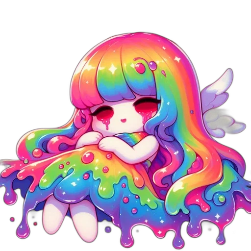 creature, hair, pixel art, watercolor, vaporwave, fantasy art, colorful, pastel transparent PNG cut-out