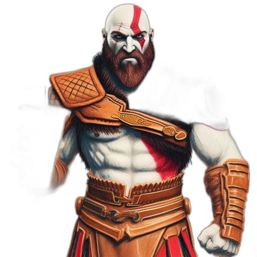 mask, concept art, fantasy art, comic book art, 3d render, red, bearded, man transparent PNG cut-out