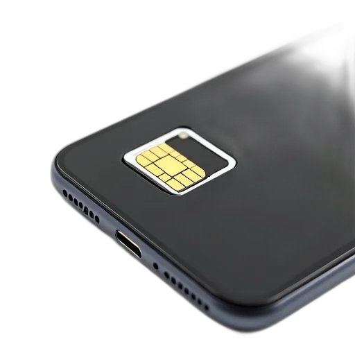 close-up, image, smartphone, screen, small, yellow, black, sim transparent PNG cut-out
