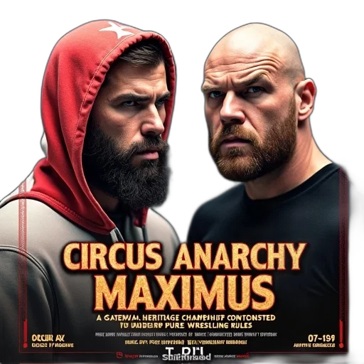 concept art, promotional, poster, wrestling, event, featuring, two, men transparent PNG cut-out