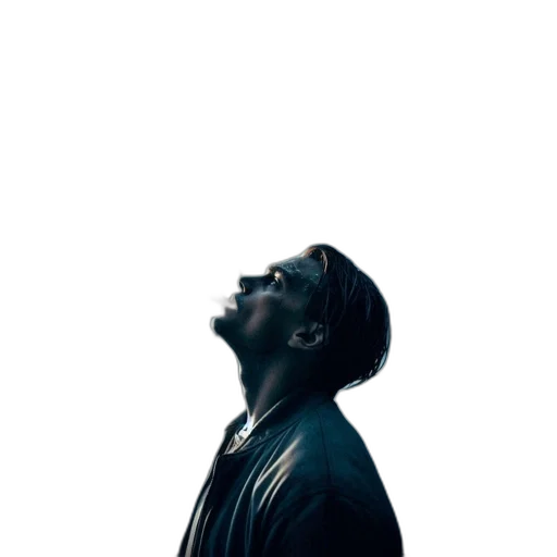 jacket, face, man, casual, clothes, stands, high, platform transparent PNG cut-out