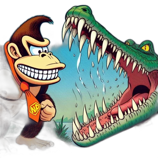 concept art, cartoon, 3d render, comic book art, ape-like, creature, orange, tie transparent PNG cut-out