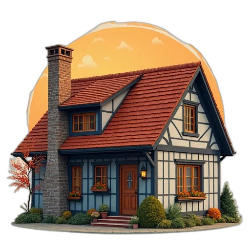 building, 3d render, concept art, photorealistic, watercolor, chimney, sweep, logo transparent PNG cut-out