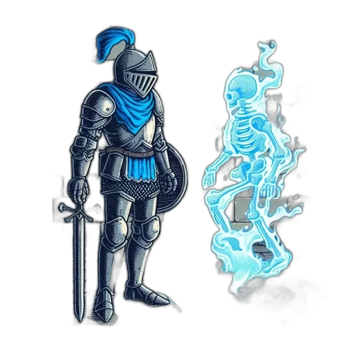 sword, staff, concept art, fantasy art, pixel art, watercolor, blue, monochrome transparent PNG cut-out