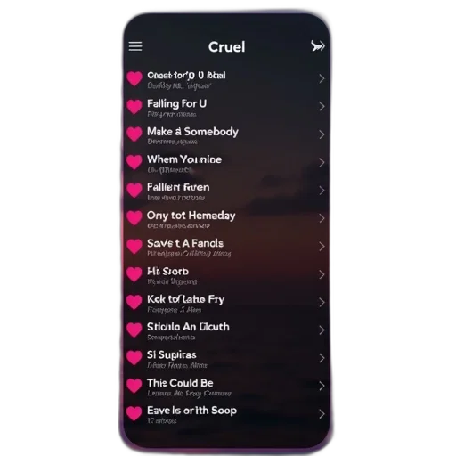dark, red, neon, collection, song, titles, displayed, playlist transparent PNG cut-out