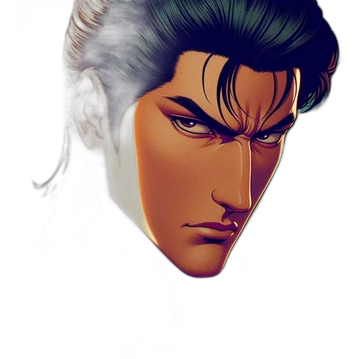 face, mask, comic book art, fantasy art, photorealistic, anime, golden, earth tones transparent PNG cut-out