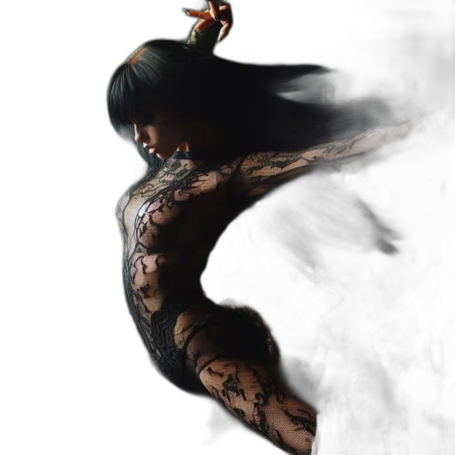 dress, dragon, hair, creature, concept art, fantasy art, comic book art, photorealistic transparent PNG cut-out